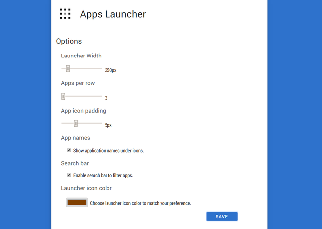 Apps Launcher Options