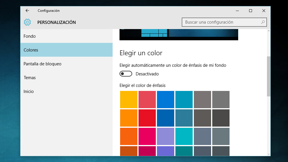 Colores Windows 10